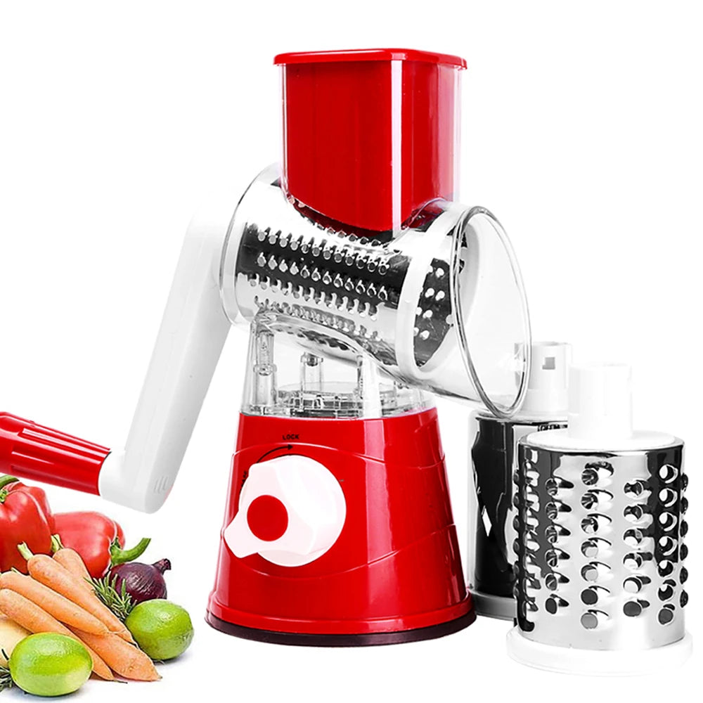 Rallador de queso rotativo Manual para cortador de verduras, rebanador de patatas, mandolina, picador de verduras multifuncional, accesorios de cocina