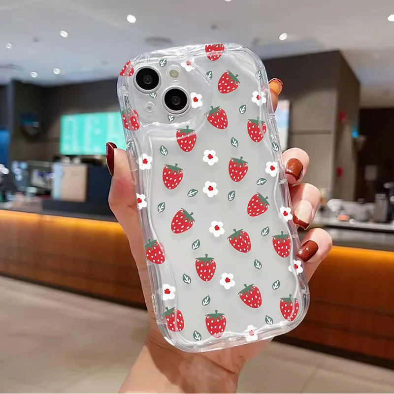 Funda con colgante de flor de fresa para Realme 15 13 14 Pro Plus 12 12X C71 C67 8i 8 C15 C12 C25 C25S C11 11 5G 7 6 5 Pro