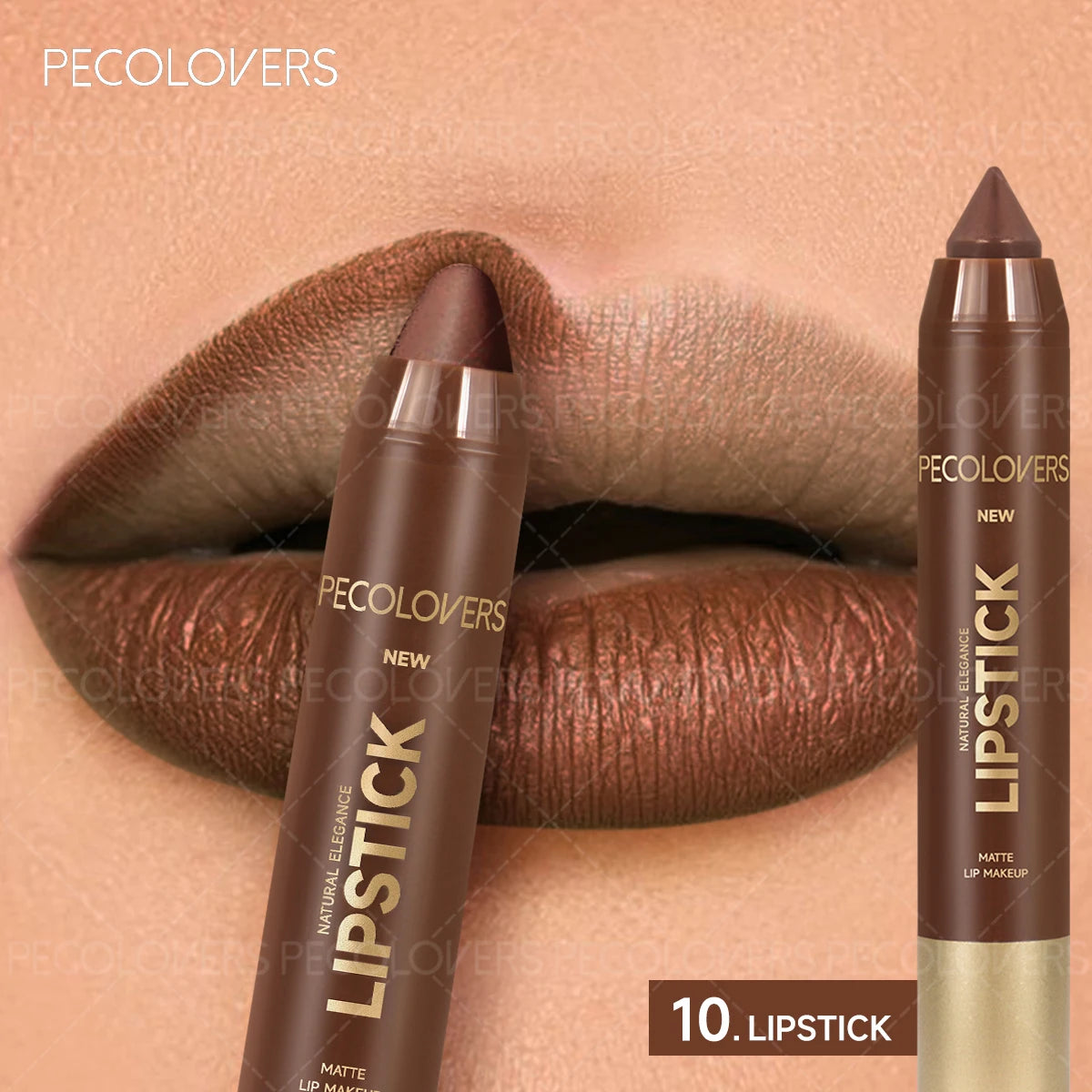 Delineador de labios y lápiz labial 2 en 1 (1 unidad): acabado mate, para definir el contorno de labios, se adapta a estilos de maquillaje de otoño e invierno