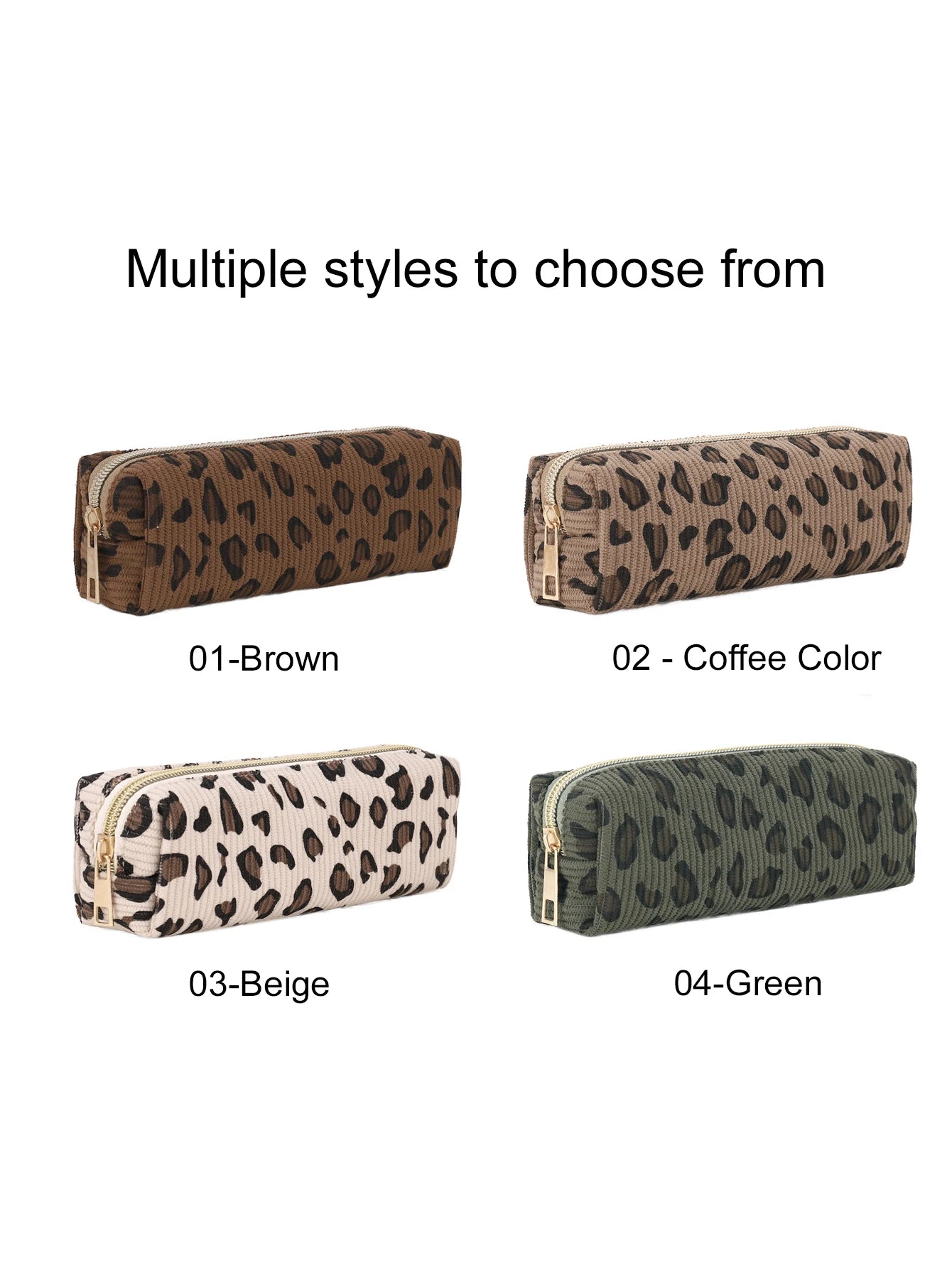 Estuche para lápices de pana con estampado de leopardo, organizador de papelería con cremallera de nailon, bolsa de viaje para maquillaje, regalo de regreso a la escuela para chicas adolescentes, 1 ud.