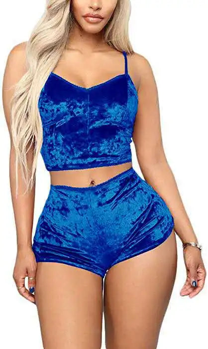 Conjunto de Pijamas para mujer, Pijamas sexis de terciopelo satinado de seda rosa y roja, ropa para dormir, bata, conjuntos de lencería Sexy, ropa de dormir