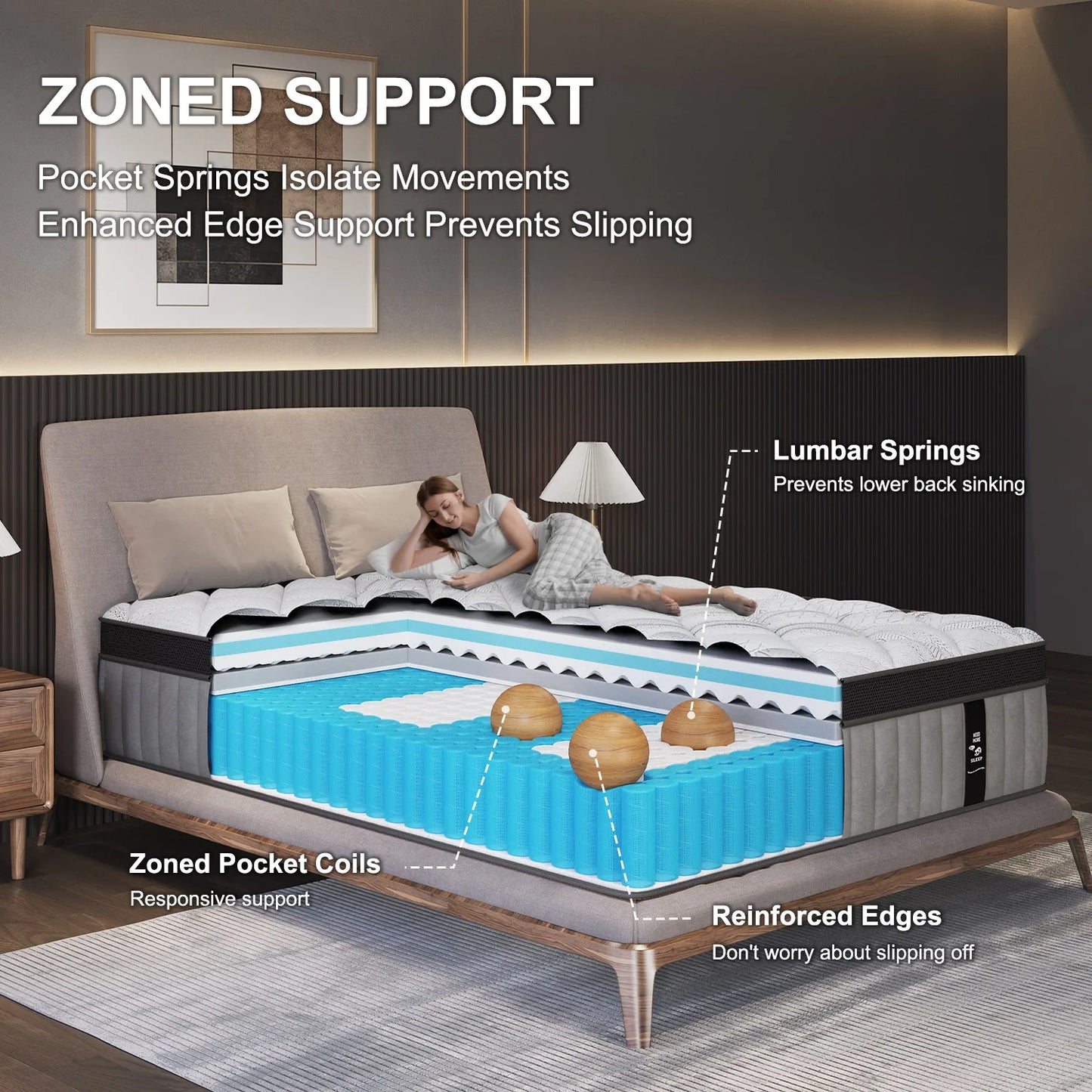 12" 14 Inch Gel Memory Foam Hybrid Mattress Medium Firm Pocket Spring Queen King Bed Motion Isolation