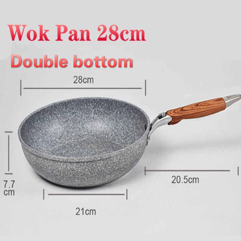 Sartén antiadherente para el hogar, Wok, Cocina de Inducción para panqueques, estufa de gas, cacerola especial, sartén antiadherente duradera
