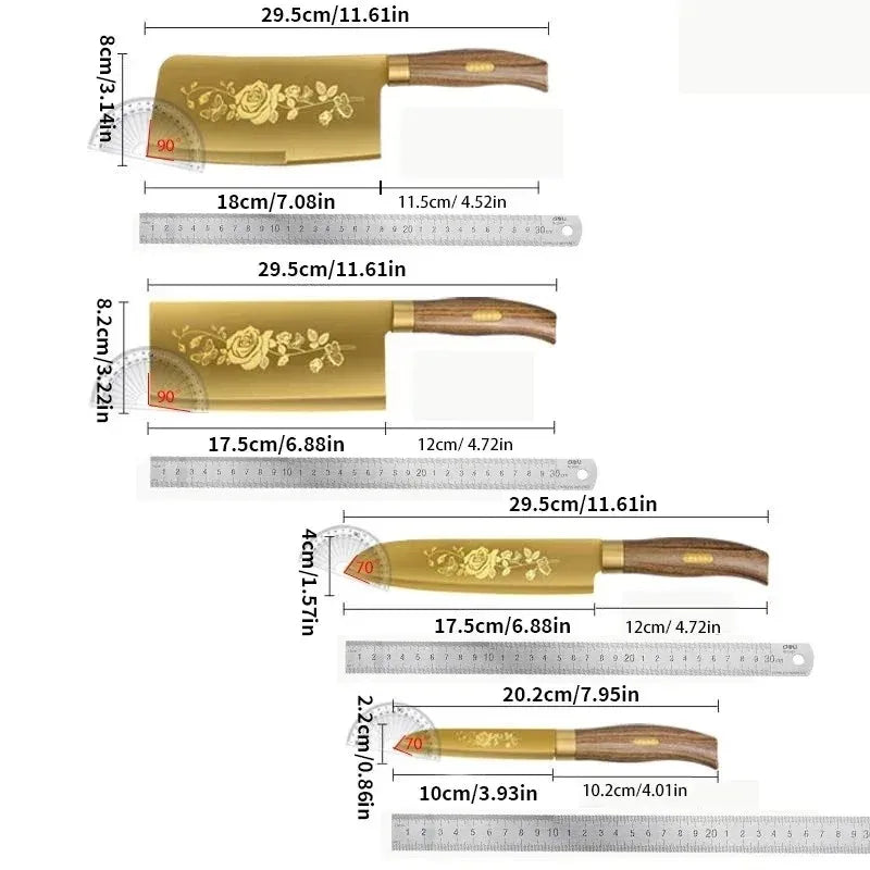Juego de Cuchillos de Cocina de 4 Piezas con Diseño de Rosa Dorada, Cuchillo de Chef de Acero Inoxidable de Lujo para Cocinar, Herramientas de Cocina Profesionales Afiladas