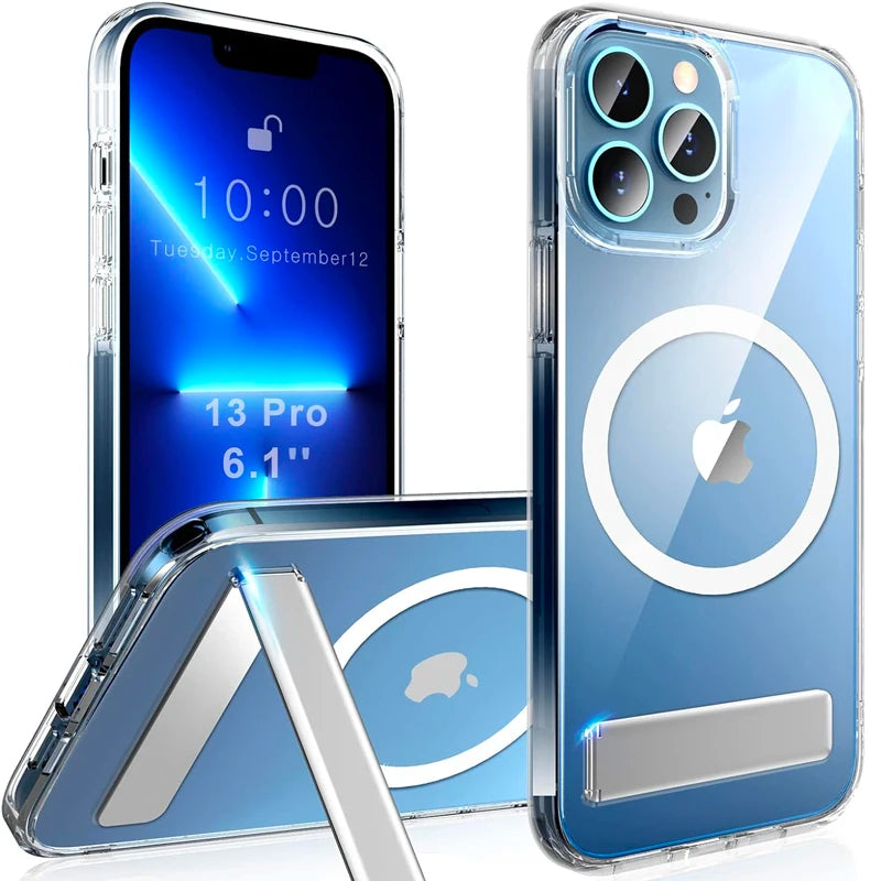 Funda de teléfono con soporte magnético para iPhone 17 16 15 14 Pro Max Plus 12 13 Mini 11 fundas móviles con soporte contraportada a prueba de golpes
