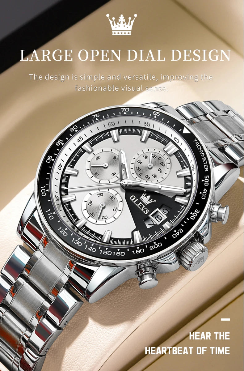 Reloj OLEVS TY705 para Hombre, Reloj de Cuarzo Luminoso de Lujo a Prueba de Agua, Reloj Multifuncional con Cronómetro, Reloj Deportivo Original Exclusivo para Hombre