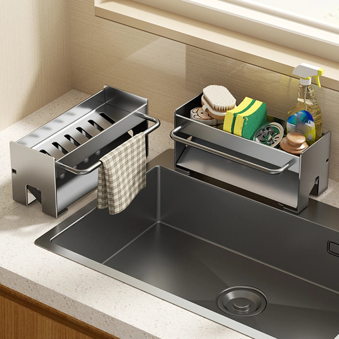Soporte para fregadero de cocina, soporte para esponja, escurridor de platos, organizadores, accesorios de almacenamiento, estante, organizador de almacenamiento, estante de secado de platos, aparatos