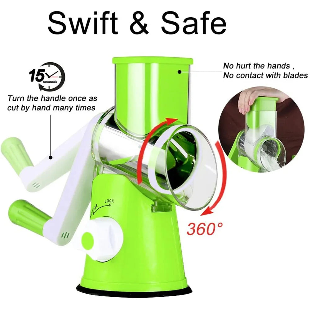 Rallador de queso rotativo Manual para cortador de verduras, rebanador de patatas, mandolina, picador de verduras multifuncional, accesorios de cocina