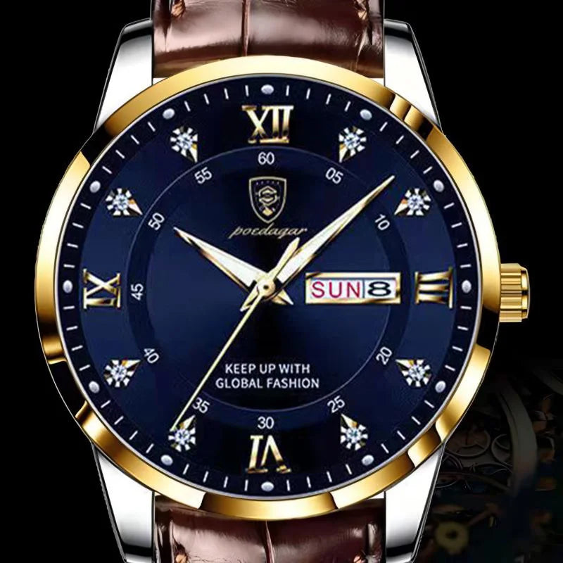Reloj POEDAGAR Original de alta calidad para hombre, reloj de pulsera deportivo de cuero luminoso resistente al agua para hombre, relojes casuales elegantes de cuarzo para hombre