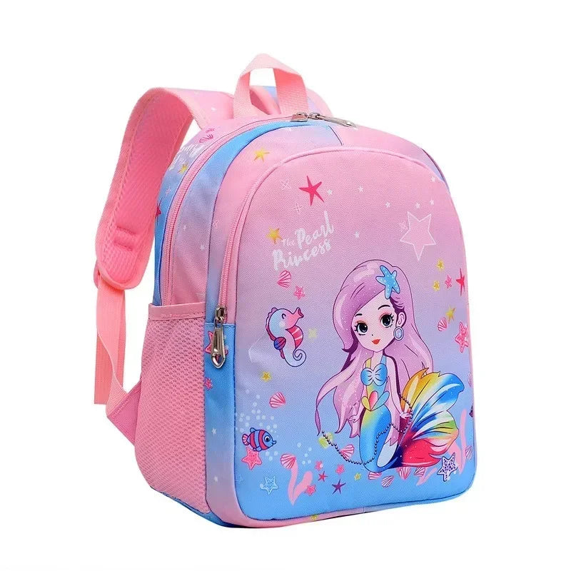Nueva mochila para niños, bonita mochila escolar con estampado de sirena y unicornio de dibujos animados, mochila escolar ligera para guardería