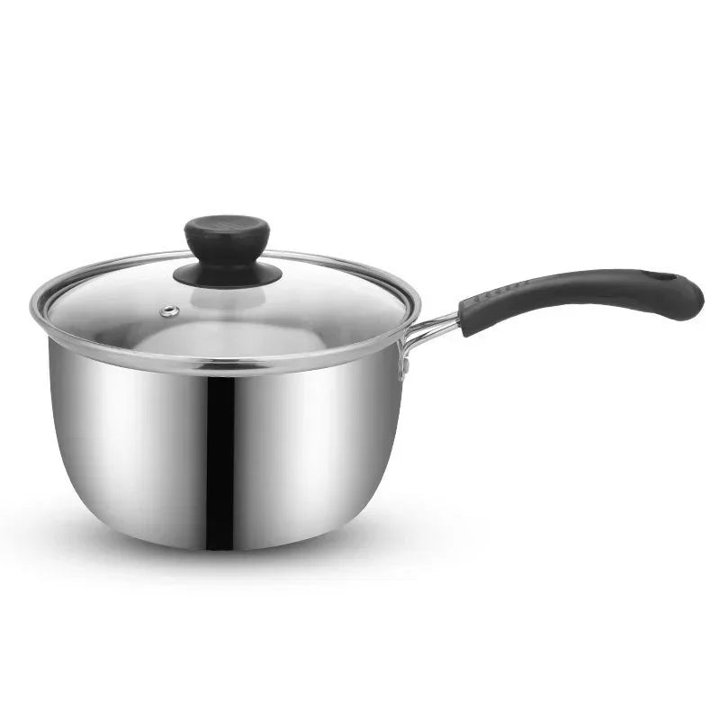 Olla de cocina multifuncional, olla de sopa de acero inoxidable, mango antiescaldado engrosado, olla para cocinar al vapor, tapa de vidrio templado