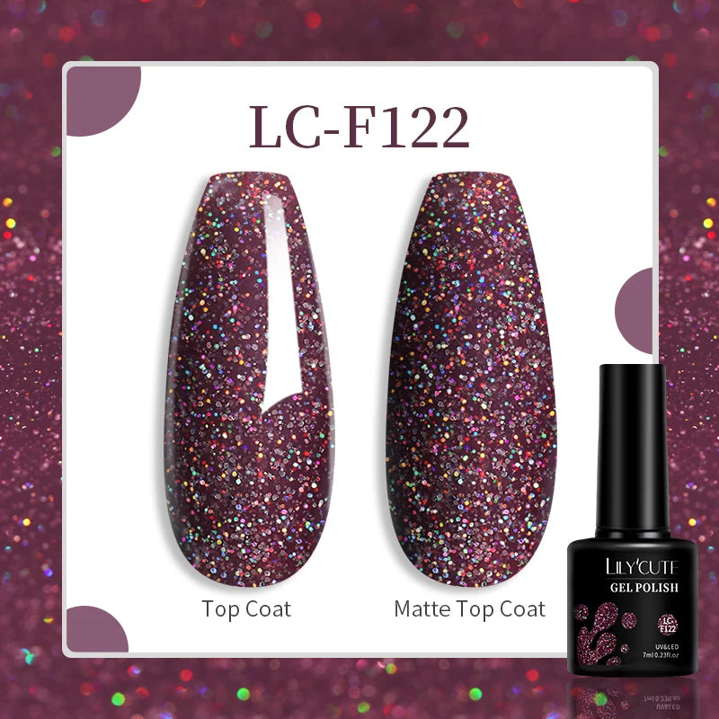 LILYCUTE-esmalte en Gel para uñas, barniz semipermanente para manicura, con LED UV, 129 colores, 7ML