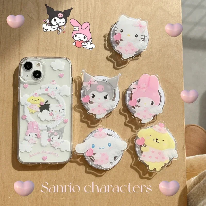 Sanrio Hello Kitty Melody Kuromi soporte magnético Magsafe funda de teléfono con carga inalámbrica para iPhone 16 15 14 13 12 11 Pro Max