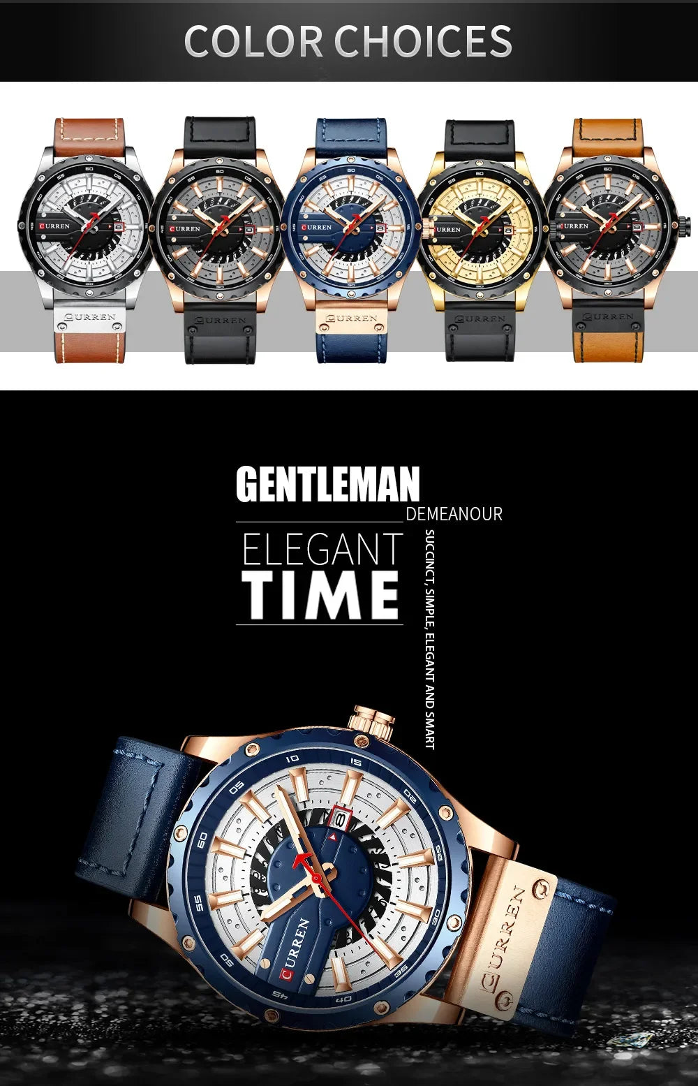 Marca CURREN, reloj de cuarzo para hombre, nueva moda, resistente al agua, informal, de negocios, militar, reloj para hombre, relojes con fecha automática, reloj Masculino