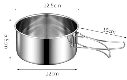 Juego de utensilios de cocina para acampar, olla de cocina de acero inoxidable con sartén, utensilios de cocina portátiles para exteriores, olla para Picnic, mochilero, Camping y senderismo