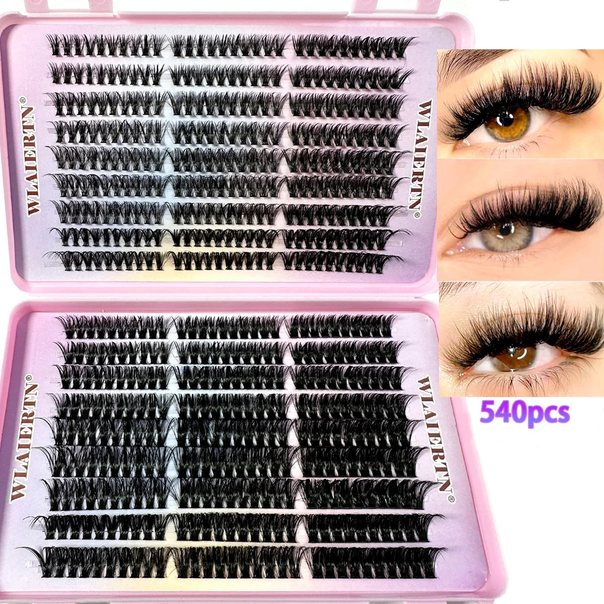 Pestañas de imitación de visón 540Cluster C rizador 9-16mm extensión de pestañas naturales mezcladas tira rusa 3D herramienta de maquillaje de pestañas Personal