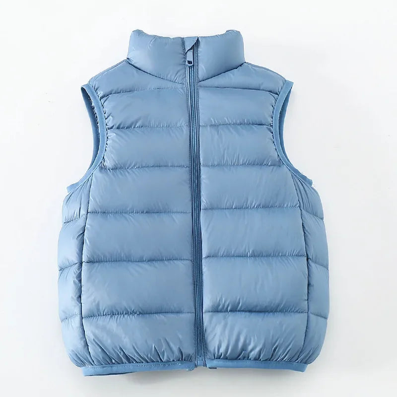 Top de invierno para niños y niñas, ropa ligera y delgada con hombros descubiertos y cuello levantado, chaqueta cálida de Color sólido