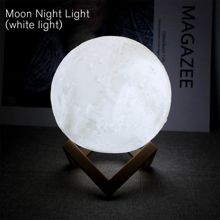Lámpara de Luna luz LED nocturna alimentada por batería con soporte lámpara estrellada para decoración de dormitorio luces nocturnas regalo para niños lámpara de Luna