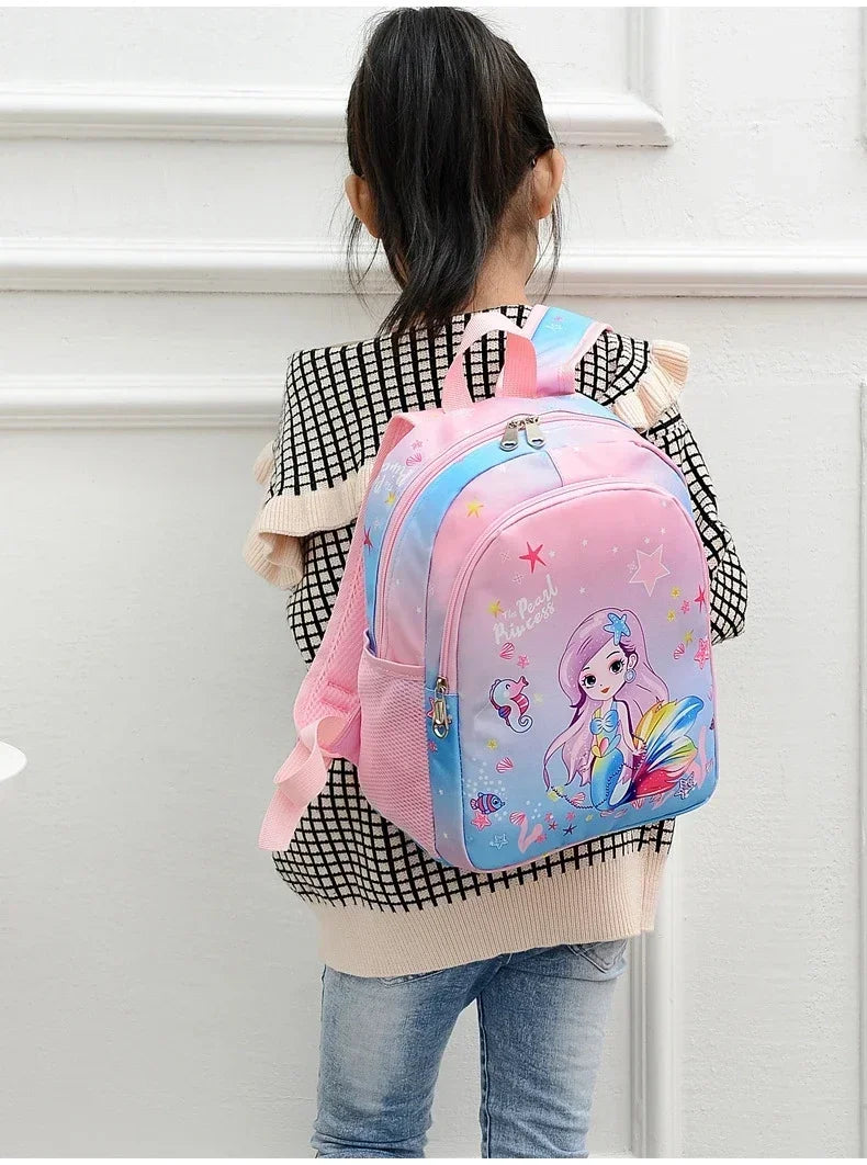Nueva mochila para niños, bonita mochila escolar con estampado de sirena y unicornio de dibujos animados, mochila escolar ligera para guardería