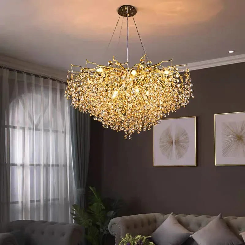 Candelabro de techo moderno para sala de estar, lámpara colgante de cristal de lujo para decoración Interior de Hotel y cocina, accesorio de iluminación