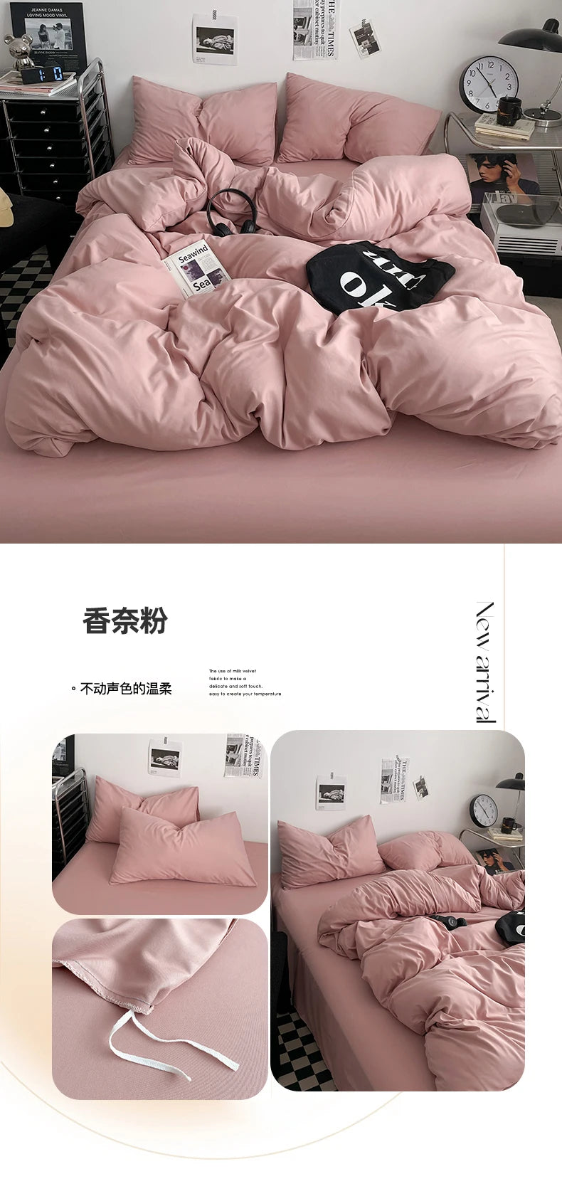 Juego de Ropa de Cama 100% Algodón, Juego de Sábanas de Algodón Lavado de Cuatro Piezas, Juego de Edredón, Funda de Edredón Doble para Parejas
