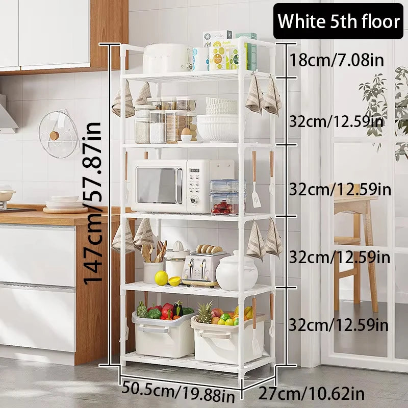 Estantes de Almacenamiento de Múltiples Niveles para la Cocina, Diseñados con 4/5 Pisos, Ideales para Almacenamiento en Cocina, Dormitorio y Baño