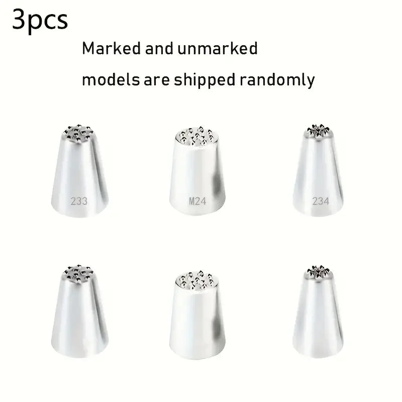 Juego de decoración de pasteles de acero inoxidable, puntas de glaseado sin costuras y boquillas para tuberías de hierba, Ideal para decoración de pasteles DIY, suministros para hornear, 3 uds.