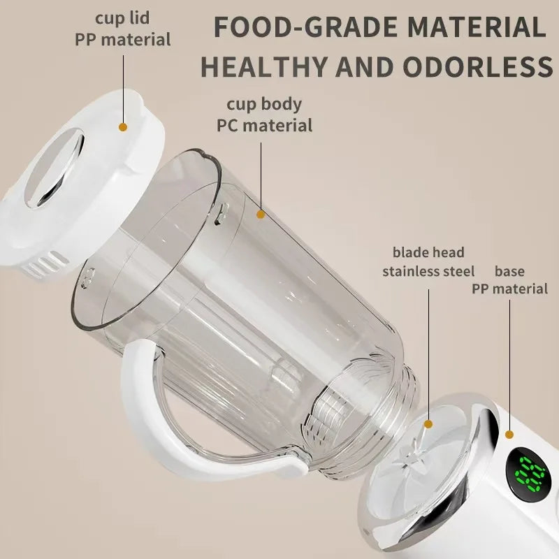 Licuadora Eléctrica Inalámbrica Portátil, 12 Cuchillas, 3000mAh, Exprimidor de Frutas, Uso Doméstico, Trituradora de Hielo, Mezcladora de Alimentos Auxiliar para Naranjas