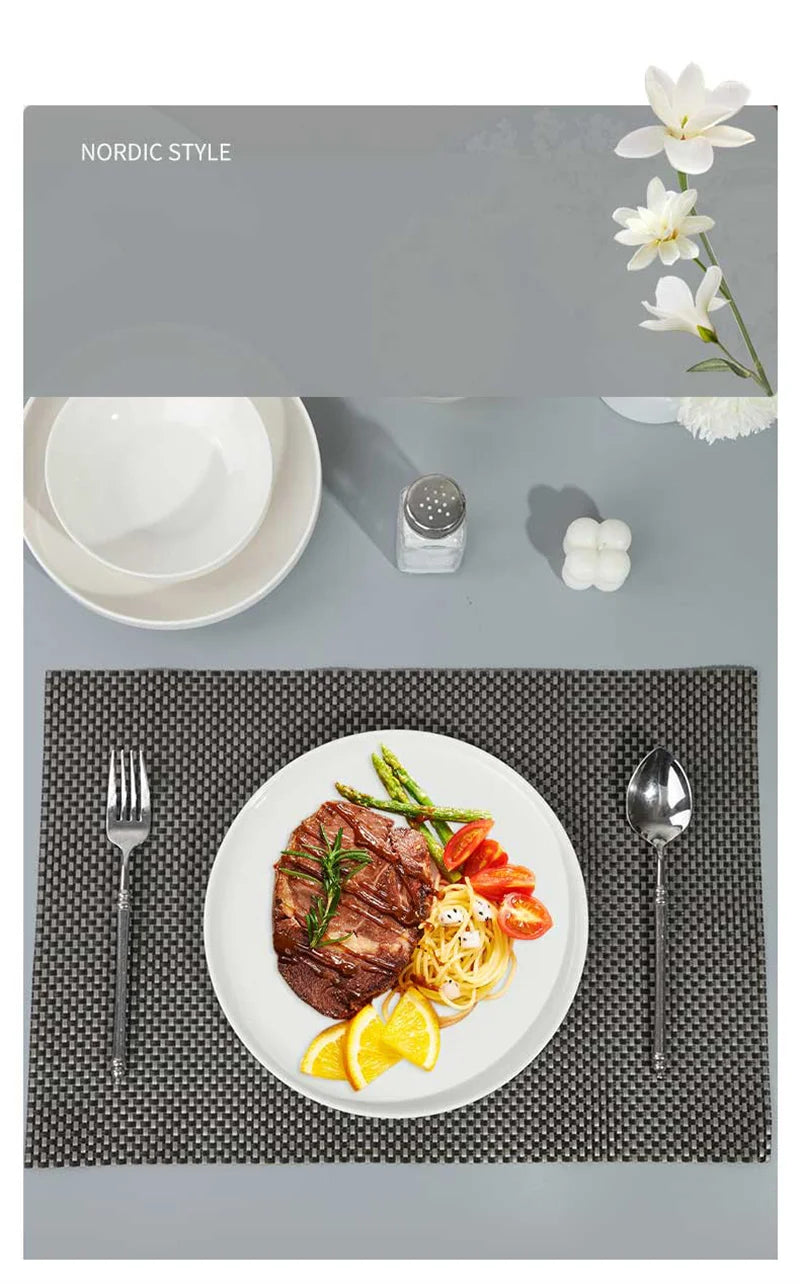 SOLECASA, juegos de vajilla de porcelana de 3/12 piezas, cuencos y platos blancos, plato resistente a los arañazos, cuenco de cerámica, plato de cena de espagueti