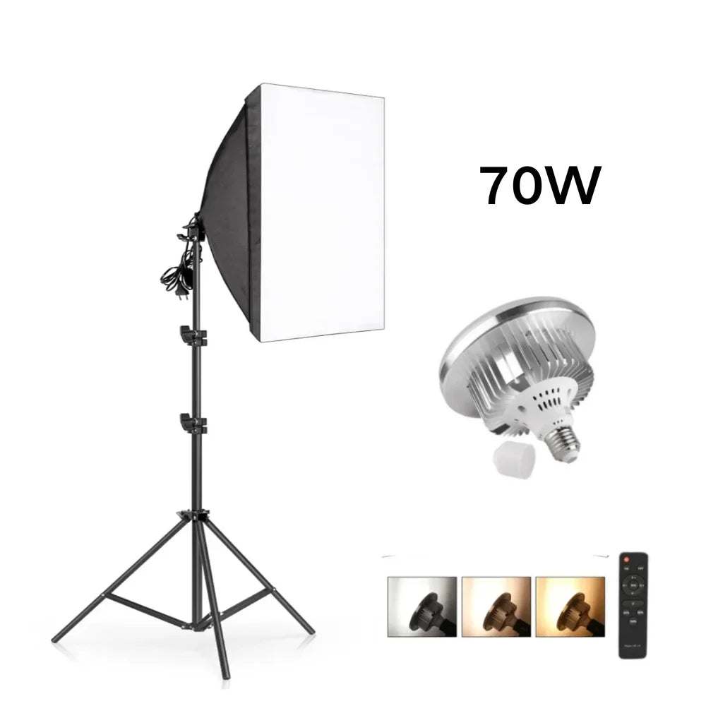 Kit de iluminación Softbox de 20-135W, lámpara LED de fotografía de 50x70CM, equipo profesional de sistema de luz continua para estudio fotográfico