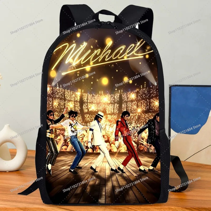 Mochilas de gran capacidad del Rey del Pop Michael Jackson para estudiantes, mochila escolar con estampado de dibujos animados, bolsa de almacenamiento de papelería y libros a la moda