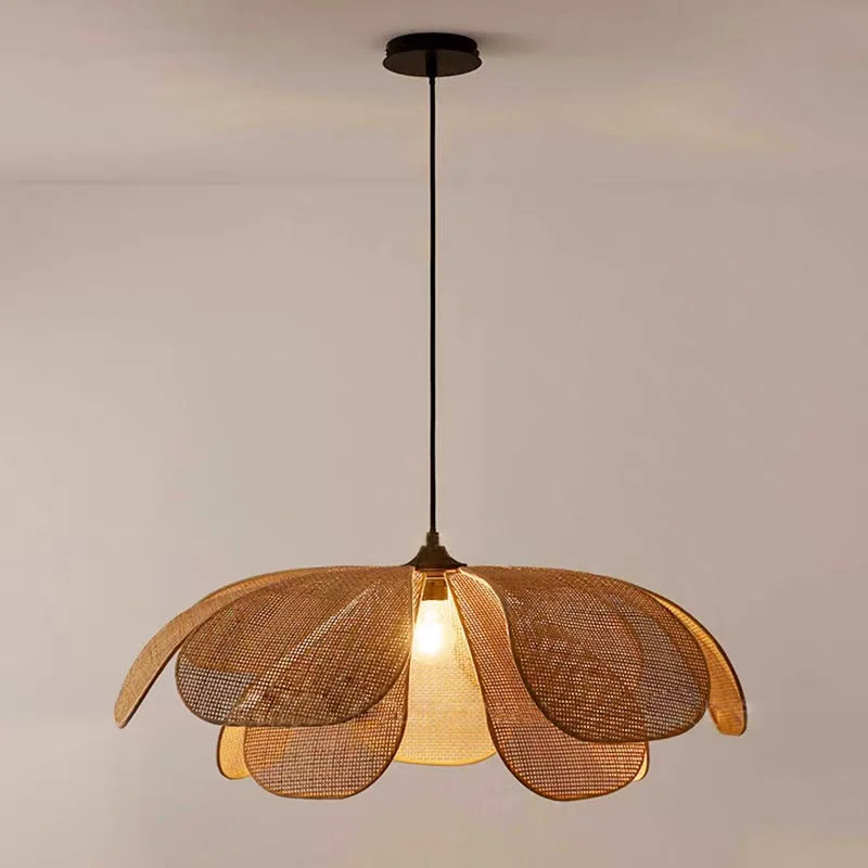 Lámparas de techo, lámpara colgante de ratán con forma de flor, lámpara colgante de ratán tejido para sala de estar, comedor, casa de huéspedes, decoración del hogar