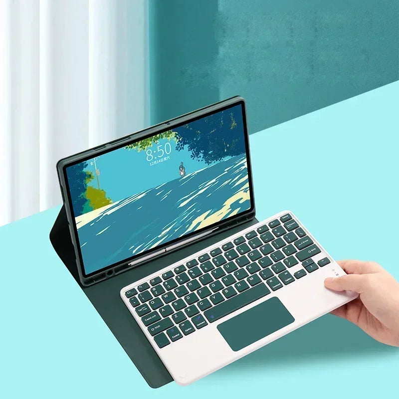 Funda con teclado para Xiaomi Redmi Pad 2 2025, funda con soporte de 11 pulgadas con ranura para lápiz, teclado español, portugués, ruso y inglés