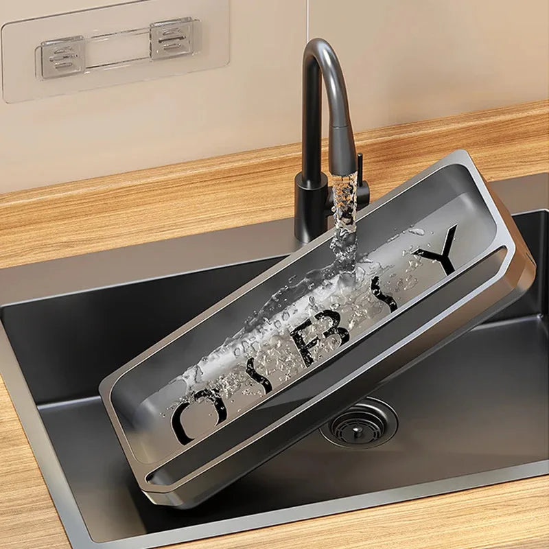 Organizador de fregadero de cocina, escurridor, estante autodrenante, soporte de esponja, grifo de paños de cocina, almacenamiento, escurridor de jabón, accesorios de cocina