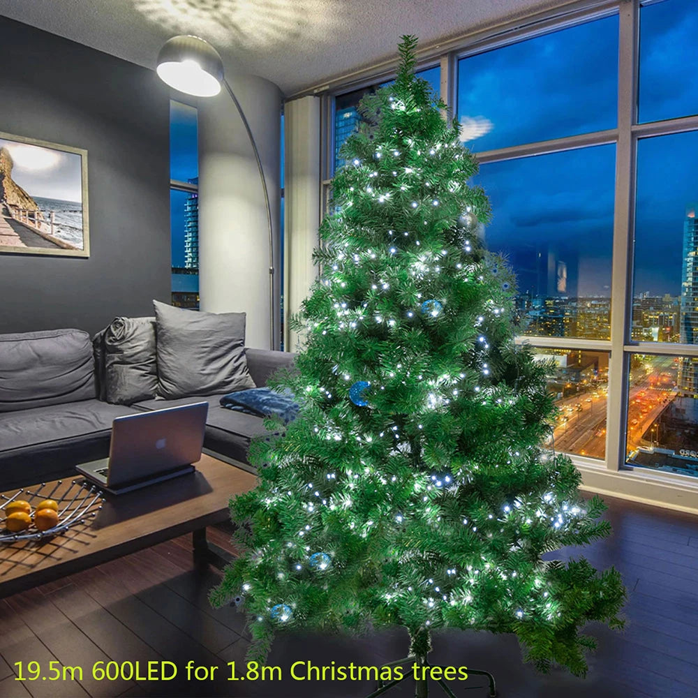 Guirnalda de luces LED de 6M-75M con forma de petardo, guirnalda de luces navideñas para jardín, fiesta, boda, decoración de árbol de Navidad