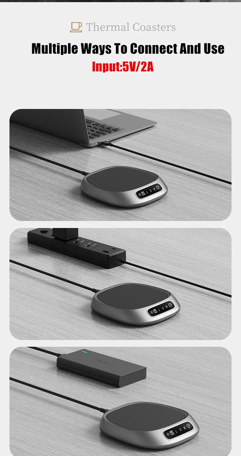 Posavasos Térmico USB con Ajuste de 3 Velocidades para Uso Doméstico, Mantiene una Temperatura Constante de 55 Grados