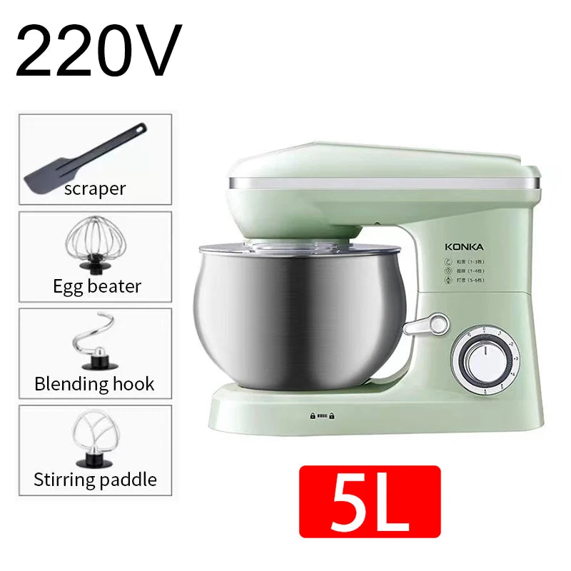 Máquina de Cocina Multifuncional 2026, Amasadora de Masa Pequeña de 3-5 Litros, Batidora de Huevos Eléctrica Automática para el Hogar