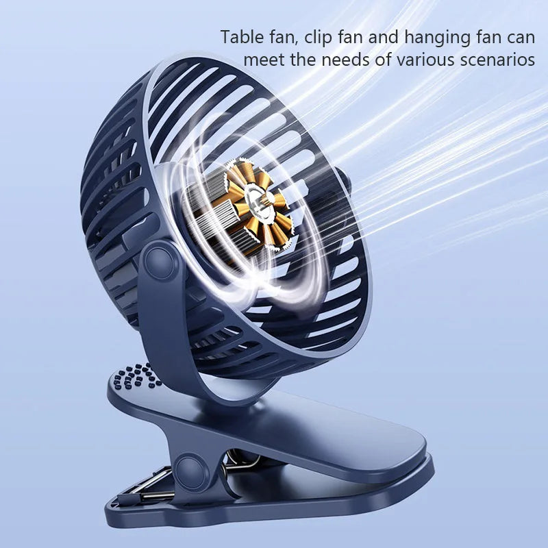 Ventilador de escritorio con clip Mini ventilador de escritorio de refrigeración USB silencioso de 3 velocidades 360 °   Gire los ventiladores eléctricos portátiles del clip del ventilador para el refrigerador de aire de