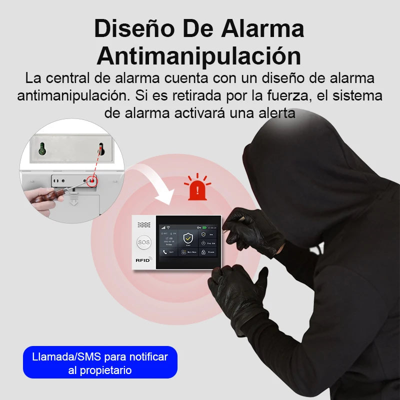 PGST kit alarma antirrobo inteligente WiFi 2G GSM Works with Tuya Smart Life sistema seguridad inalámbrico hogar negocio control app sensores puerta ventana instalación fácil sin cuotas mensuales