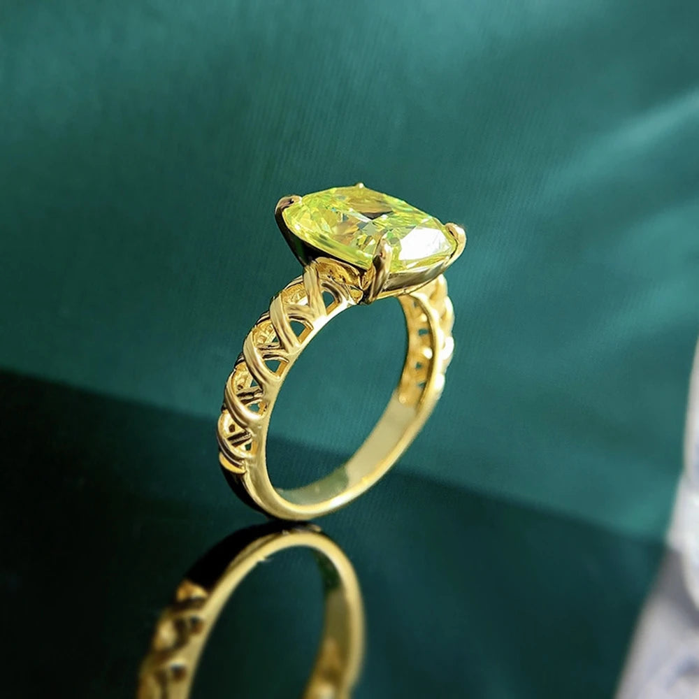 Wong Rain-Anillo de Plata de Ley 925 chapado en oro de 18K para mujer, anillo de joyería fina de boda con peridoto de 9x11MM, venta al por mayor