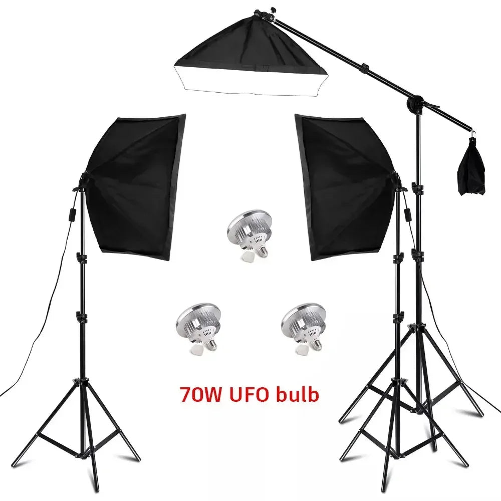 Kit de iluminación Softbox de 20w/30w/40w, Kit de iluminación de fotografía continua, bombilla E27, equipo de luces de estudio fotográfico para sesión de fotos