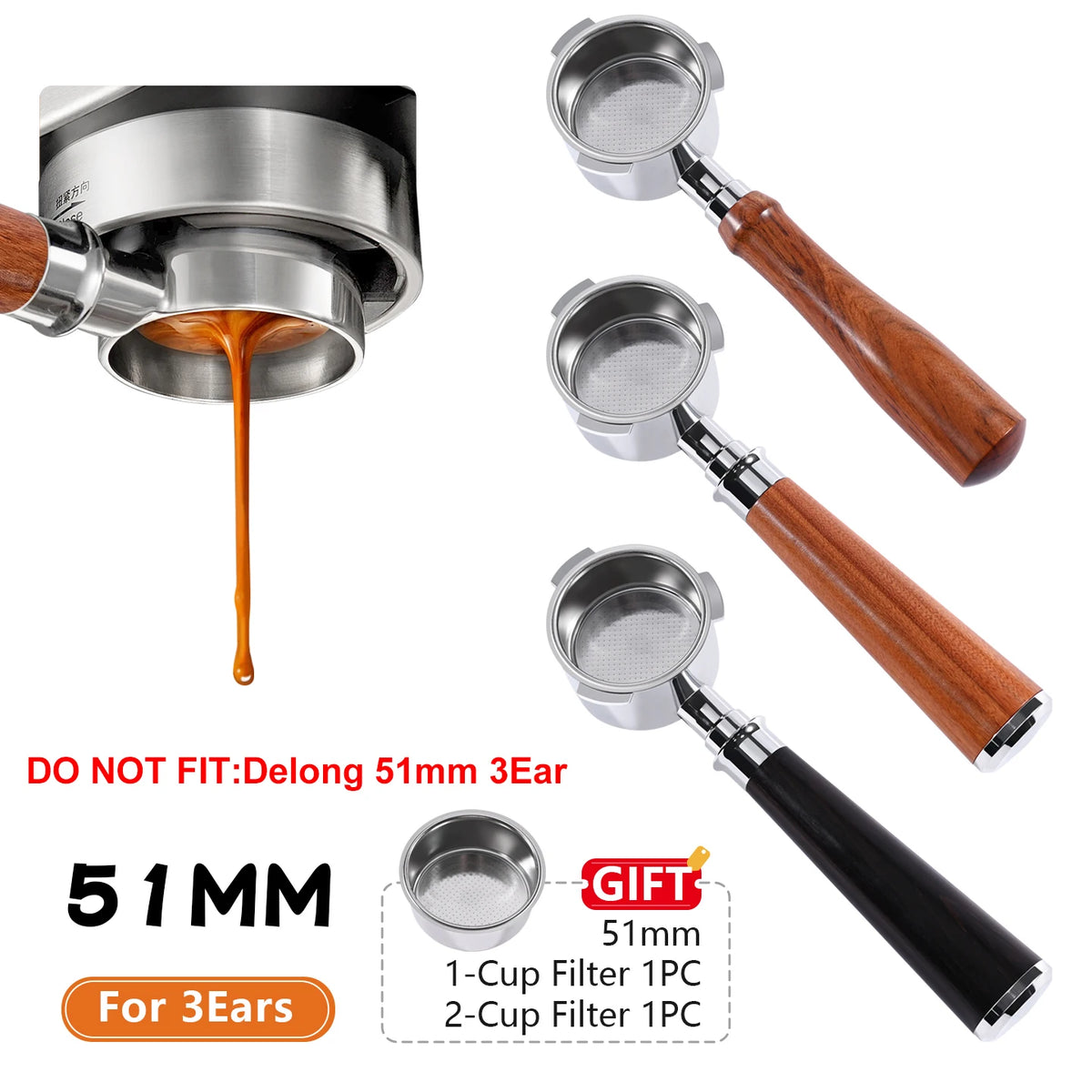 Portafiltro sin fondo para café, 51mm, para Homix H11 Oster Cecotec Hibrew, cesta de filtro de repuesto de 1 y 2 tazas, accesorio para máquina de café expreso