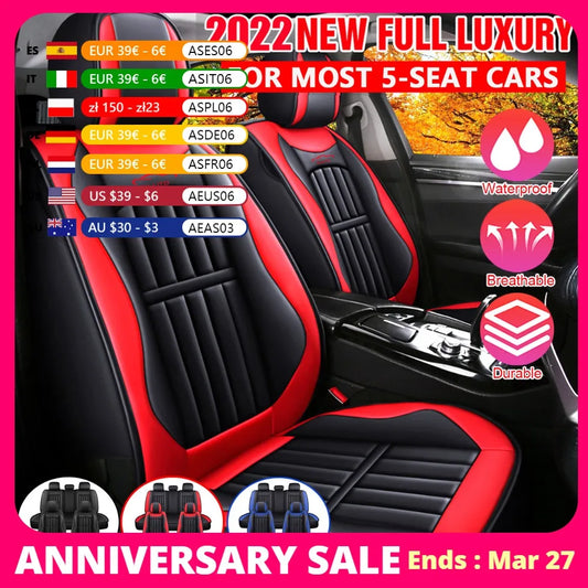 Fundas para asientos de coche de 11 piezas, 5 asientos, cojín Protector de lujo de cuero PU, conjunto completo delantero y trasero para SUV y camión