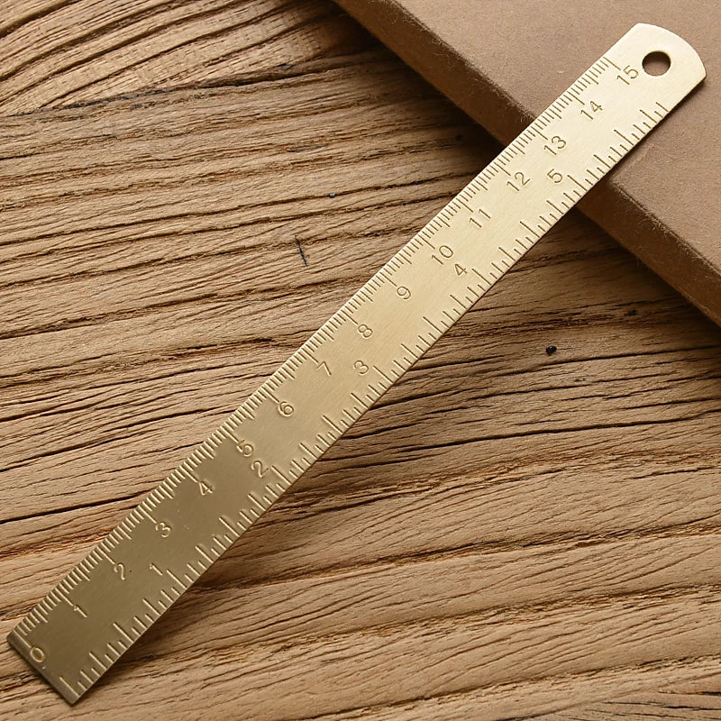 Reglas rectas de latón Retro, regla triangular de Metal de centímetros y pulgadas, transportador, herramienta de medición de papelería, suministros escolares y de oficina
