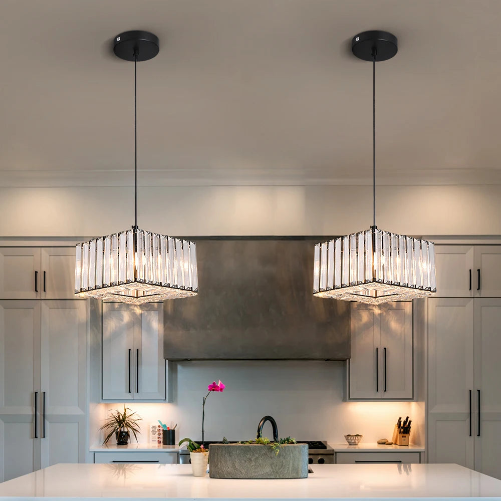 Lámpara colgante de cristal moderna, lámpara de techo Led de lujo, accesorios de decoración para el hogar, Isla de cocina, Lustre colgante ajustable
