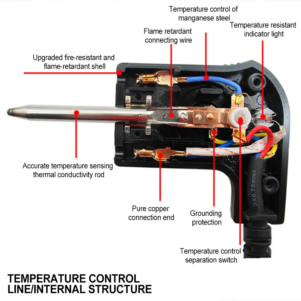 Cable de Control del termostato de la bandeja para hornear eléctrica de temperatura ajustable, cómodo y práctico, seguro como se muestra