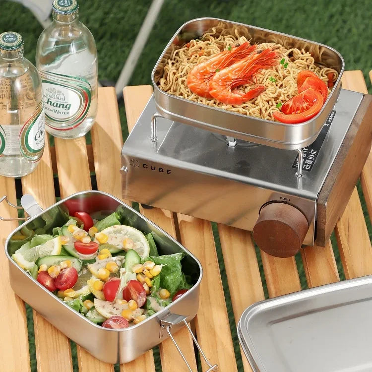 Lonchera de Acero Inoxidable 304, Hermética y a Prueba de Fugas, Bento Box de 1/2 Capas, Contenedores para Almacenamiento de Alimentos con Cierre para Adultos