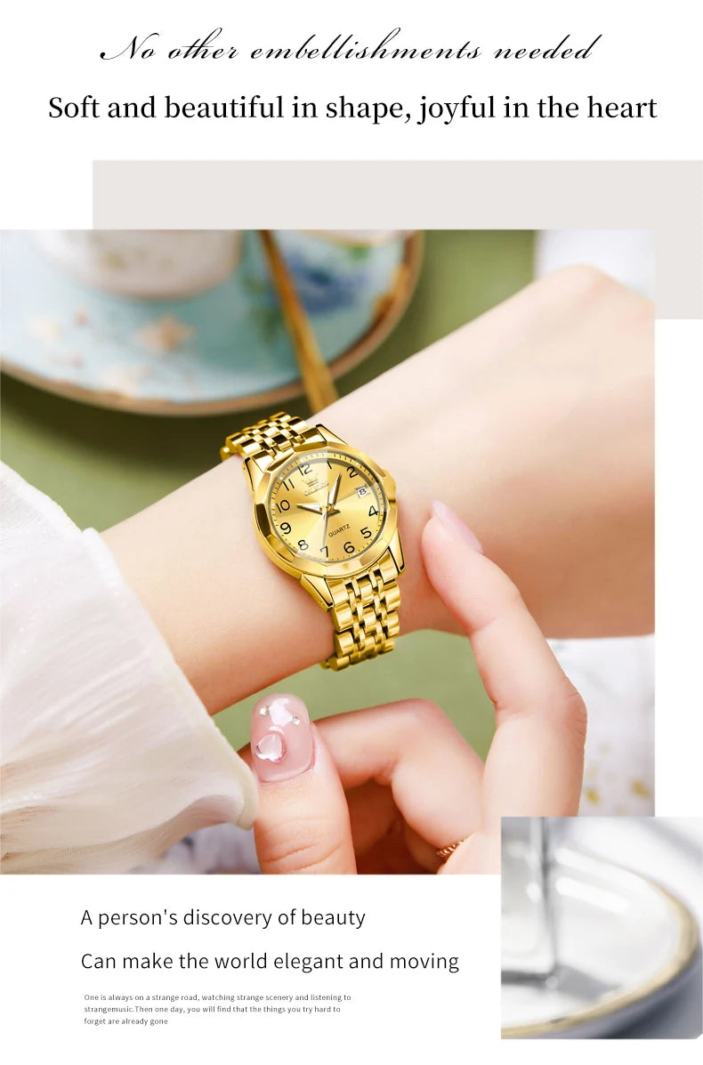 OLEVS 9970 reloj de lujo para parejas, reloj de pulsera con calendario resistente al agua de acero inoxidable para hombres y mujeres, reloj para amantes del espejo con rombos y esfera Digital