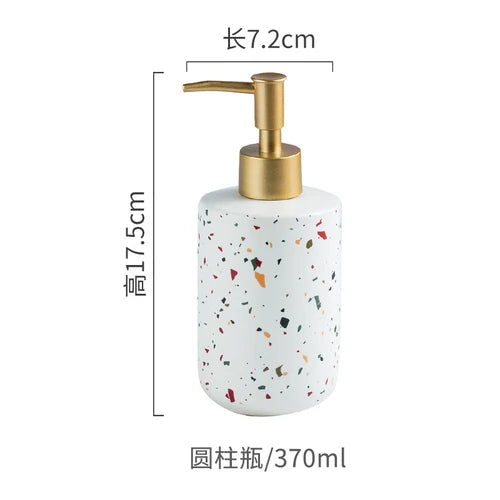 Dispensadores de jabón portátiles de cerámica, botella de líquido para lavar las manos, botella de loción con patrón de terrazo, botella de jabón, dispensadores de jabón para Baño