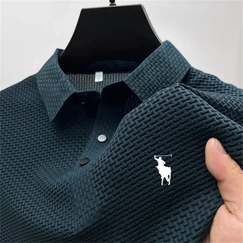 Camisetas de Manga Corta de Seda Helada para Hombre, Verano 2026, Frescas, Transpirables, Estilo Business-Casual, Polo Versátil